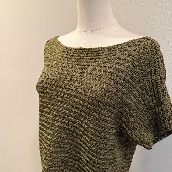 Lauren Ralph Lauren Medium Darbye Crochet Short Sleeve Top Olive Green Boho Fall - Picture 3 of 6